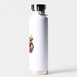 Christmas Highland Cow With Santa Scottish Vintage Water Bottle