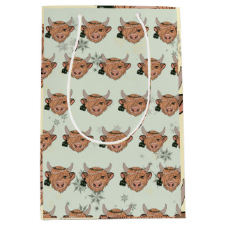 Christmas highland cows medium gift bag