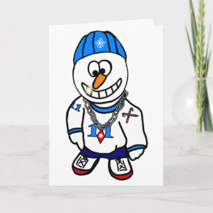 Christmas Hip-Hop Rapper Snowman Greeting Card