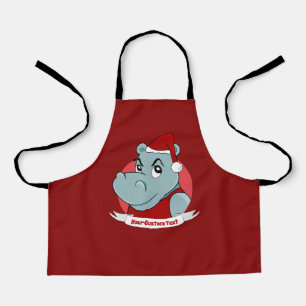 Christmas hippo cartoon apron