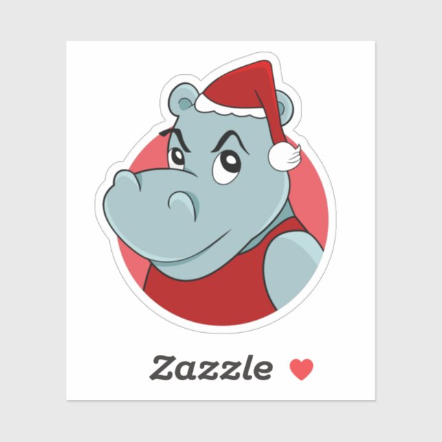 Christmas hippo cartoon sticker (Sheet)