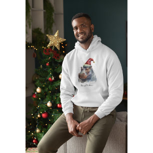 Christmas Hippo, customizable Hoodie