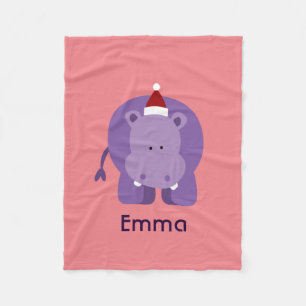 Christmas Hippo Fleece Blanket