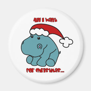 Christmas Hippo Magnet