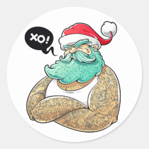 Christmas Hipsta Santa Claus Classic Round Sticker