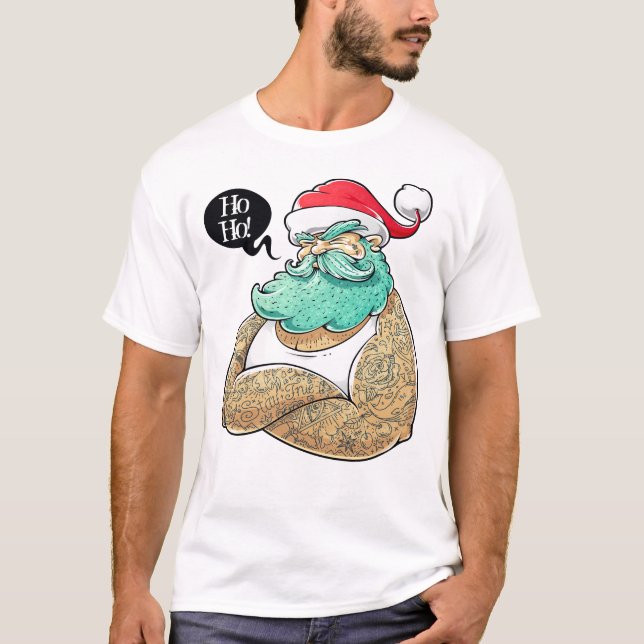 Christmas Hipsta Santa Claus T-Shirt (Front)