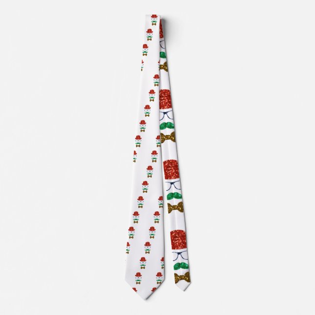 christmas hipster moustache tie (Front)