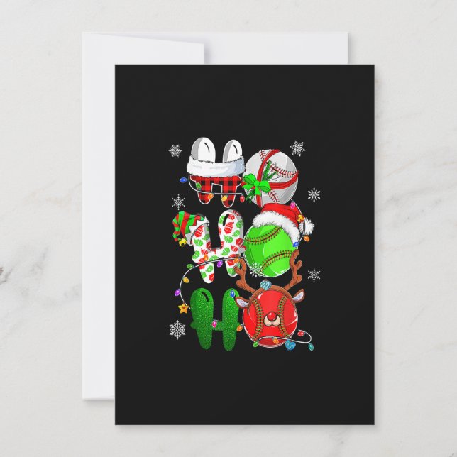 Christmas Ho Ho Ho Baseball Lover Santa Reindeer E Invitation (Front)