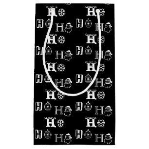 Christmas Ho Ho Ho black and white pattern cute Small Gift Bag