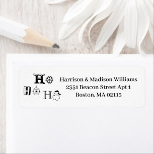Christmas Ho Ho Ho black & white Return Address