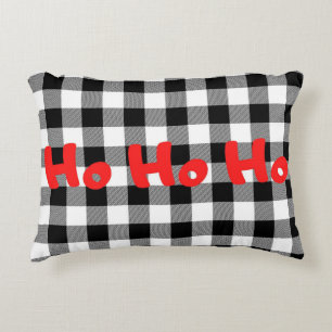Christmas Ho Ho Ho Buffalo Plaid Check Accent Pillow