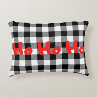 Christmas Ho Ho Ho Buffalo Plaid Check Accent Pillow