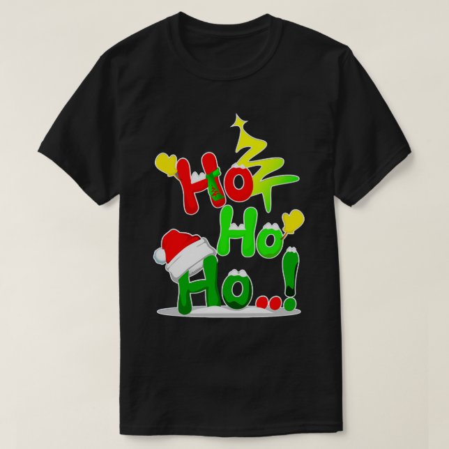 Christmas Ho Ho Ho Lettering  T-Shirt (Design Front)