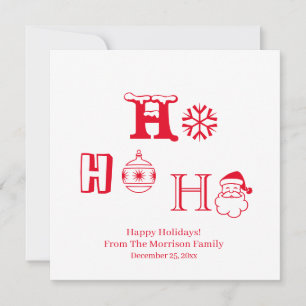 Christmas Ho Ho Ho red custom name date cute card