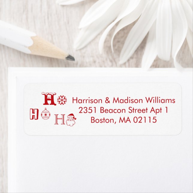 Christmas Ho Ho Ho red cute Return Address  (Insitu)
