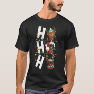 Christmas Ho Ho Ho Santa Pug Reindeer Friends tree T-Shirt