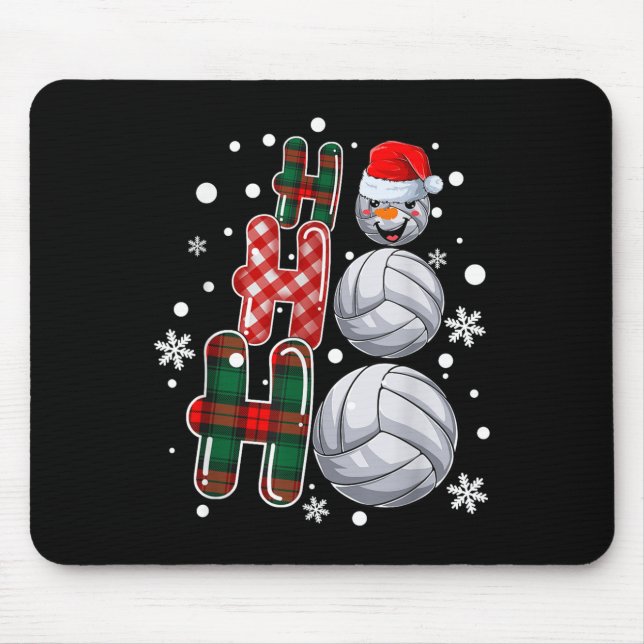 Christmas Ho-ho-ho Santa Snowman Volleyball Xmas P Mouse Pad (Front)