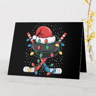Christmas Hockey Xmas Santa Sports Hat Ball  Card