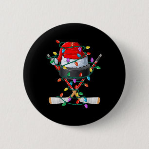 Christmas Hockey Xmas Santa Sports Hat Ball Kids B 2 Inch Round Button