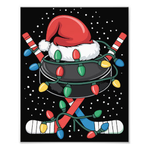 Christmas Hockey Xmas Santa Sports Hat Ball  Photo Print