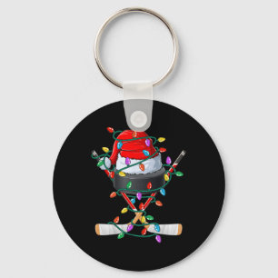 Christmas Hockey Xmas Santa Sports Hat Ll Kids Boy Keychain