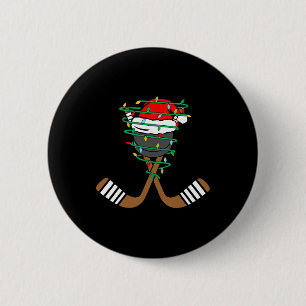 Christmas Hockey Xmas Santa Sports Kids Boys Men C 2 Inch Round Button