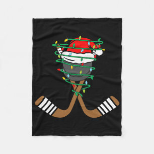 Christmas Hockey Xmas Santa Sports Kids Boys Men C Fleece Blanket