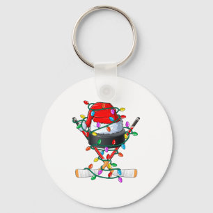Christmas Hockey Xmas Santa Srts Hat Ball Kids B Keychain