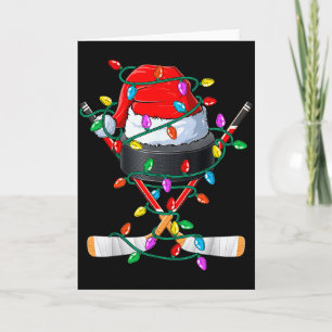 Christmas Hockey Xmas Santa Srts Hat Ball Kids Boy Card