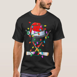 Christmas Hockey Xmas Santa Srts Hat Ball Kids Boy T-Shirt