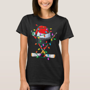 Christmas Hockey Xmas Santa Srts Hat Ball Kids Boy T-Shirt