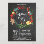 Christmas Holiady Party Invitation Floral Wreath<br><div class="desc">Christmas Holiday Party Invitation. Christmas Dinner Holiday Party Invitation. Christmas Floral Flowers Wreath. Chalkboard Background. For further customization,  please click the "Customize it" button and use our design tool to modify this template.</div>