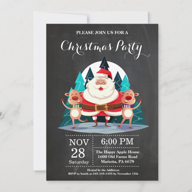 Christmas Holiady Party Invitation Santa Claus (Front)