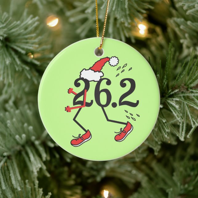 Christmas Holiday 26.2 © Funny Marathon Runner Ceramic Ornament (Tree)