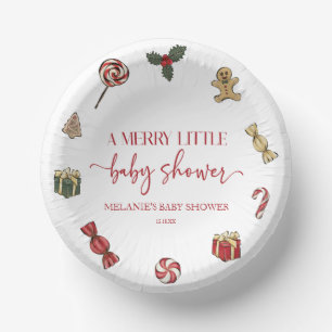 Christmas Holiday A Merry Little Baby Shower Paper Plate