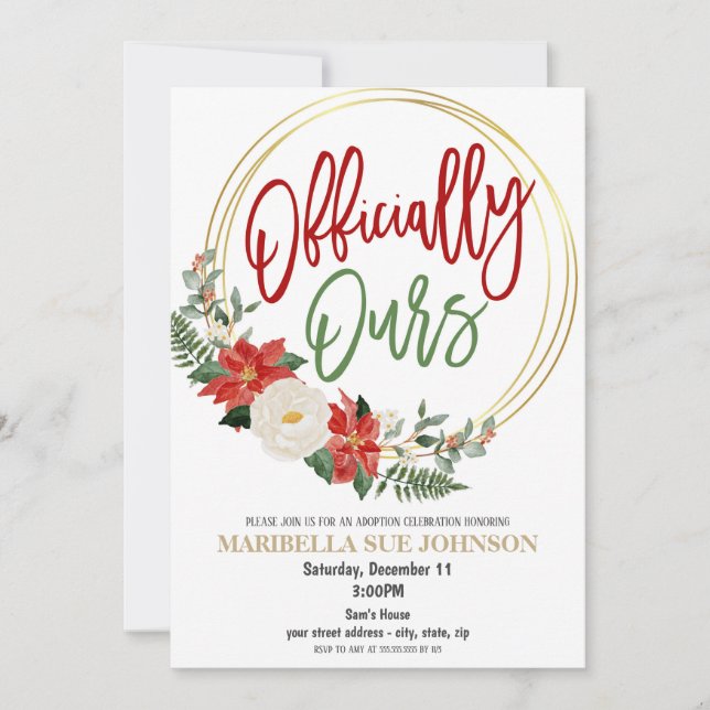 Christmas Holiday Adoption Celebration Invitation (Front)
