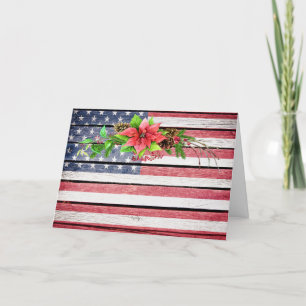 Christmas / Holiday American Wood Image Flag 7 Card