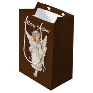 Christmas Holiday Angel add text watercolor  Medium Gift Bag
