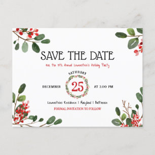 Christmas Holiday Annual Party Save The Date Announcement Postcard