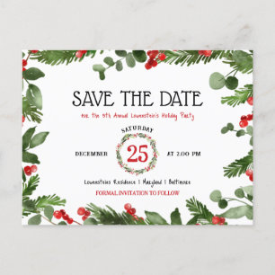 Christmas Holiday Annual Party Save The Date Announcement Postcard