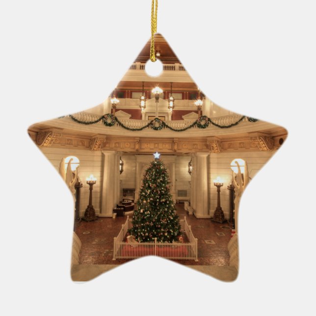 Christmas Holiday at Pennsylvania State Capitol Ceramic Ornament (Front)
