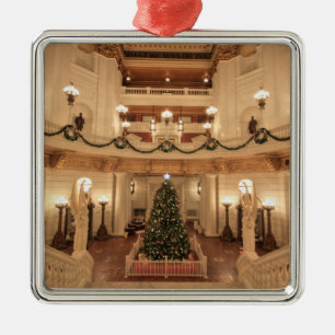 Christmas Holiday at Pennsylvania State Capitol Metal Ornament