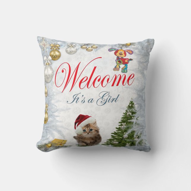 Christmas Holiday Baby of the Month Throw Pillow (Front)