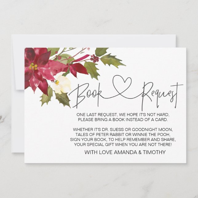 Christmas Holiday Baby Shower Book Request Cards (Front)