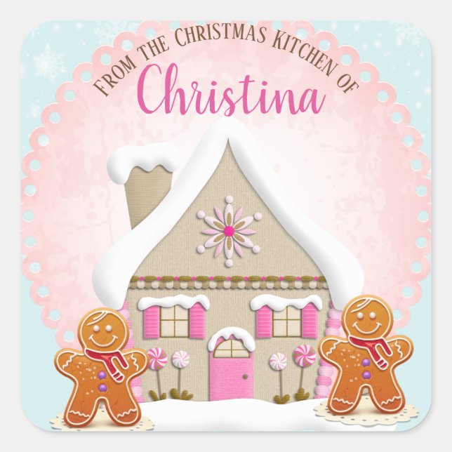 Christmas Holiday Baking Cookie Square Sticker (Front)