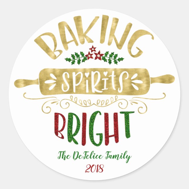 Christmas Holiday - Baking Spirits Bright - Multi Classic Round Sticker (Front)