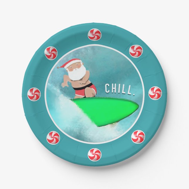 Christmas Holiday Beach Party Paper Plate (Front)