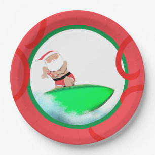 Christmas Holiday Beach Party Paper Plates