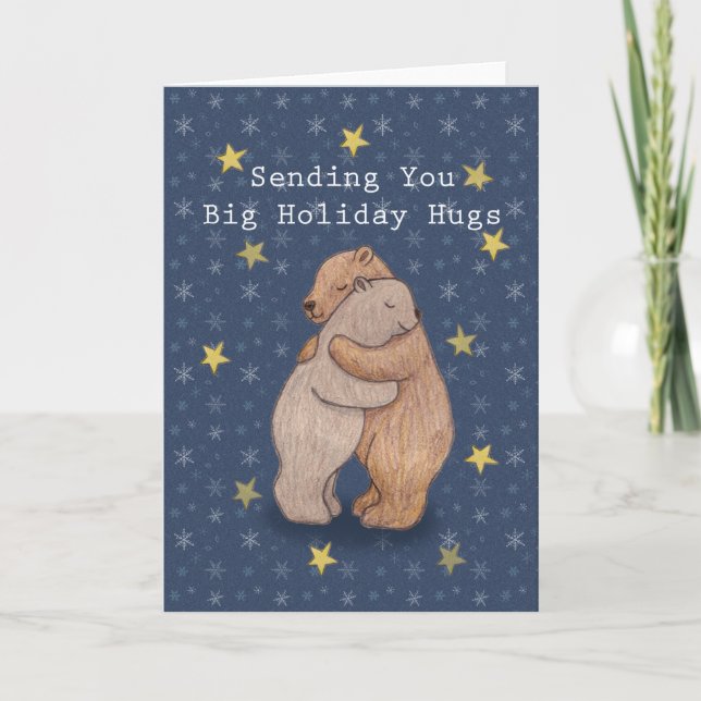 Christmas Holiday Bear Hug sending you hugs card (Front)