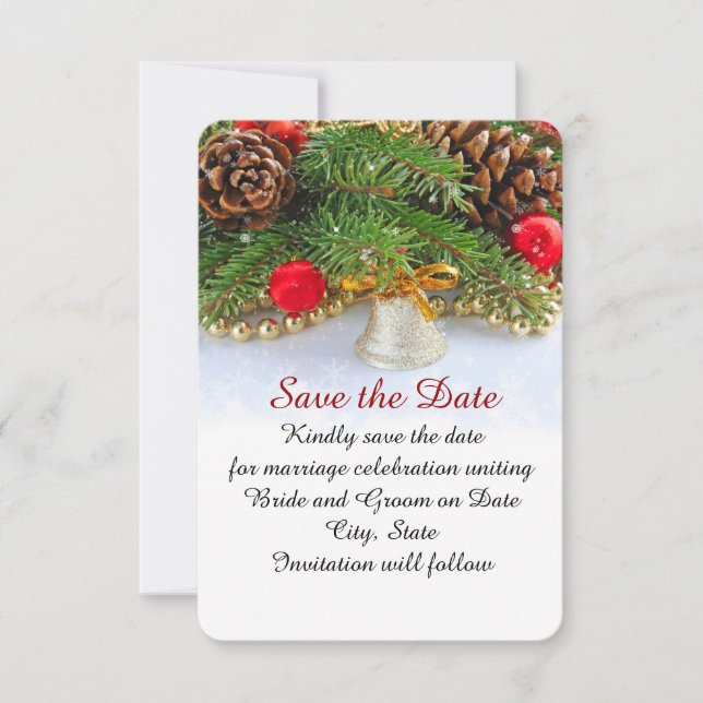 Christmas Holiday Bell Save the date (Front)